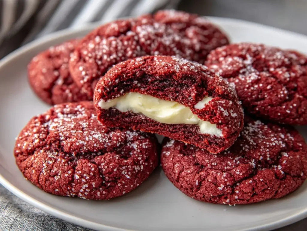 chewy red velvet crinkle cookies - featured image