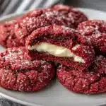 chewy red velvet crinkle cookies - featured image