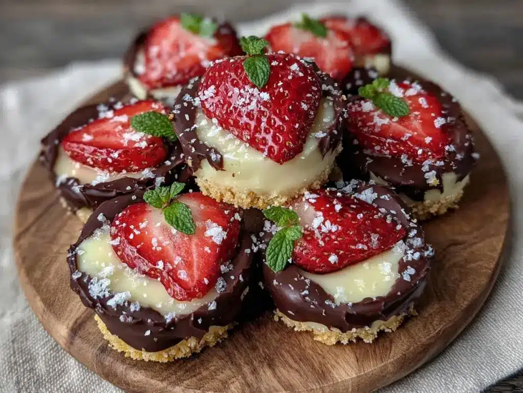 chocolate dipped strawberry cheesecake bites - featured image