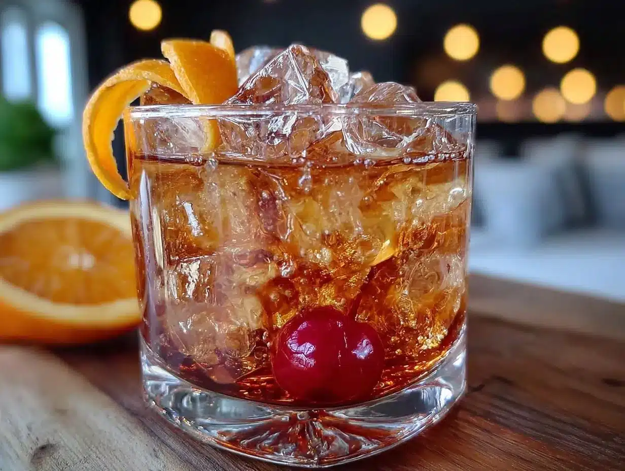 classic smooth old fashioned whiskey cocktail preparation steps
