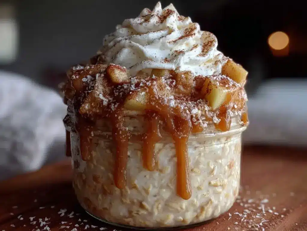 creamy apple cinnamon overnight oats - featured image