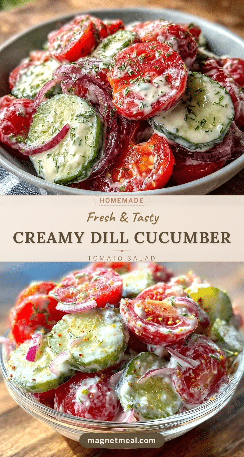 creamy dill cucumber tomato side salad recipe