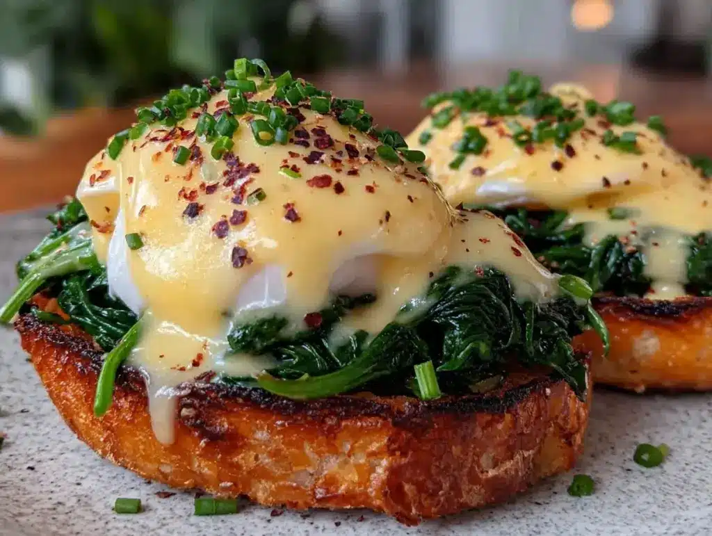 creamy eggs florentine - featured image