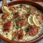 creamy lemon chicken orzo soup - featured image