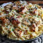 creamy mini thermos chicken alfredo pasta - featured image