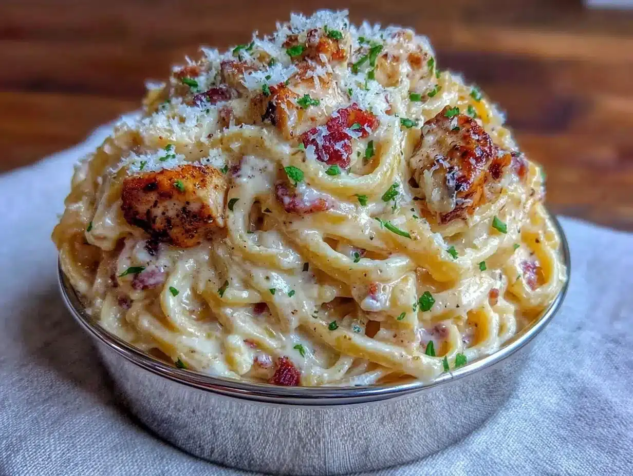creamy mini thermos chicken alfredo pasta preparation steps