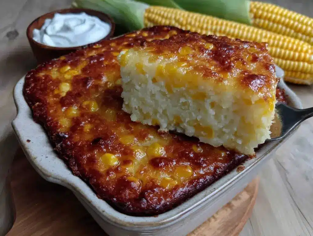 creamy sweet corn casserole - featured image