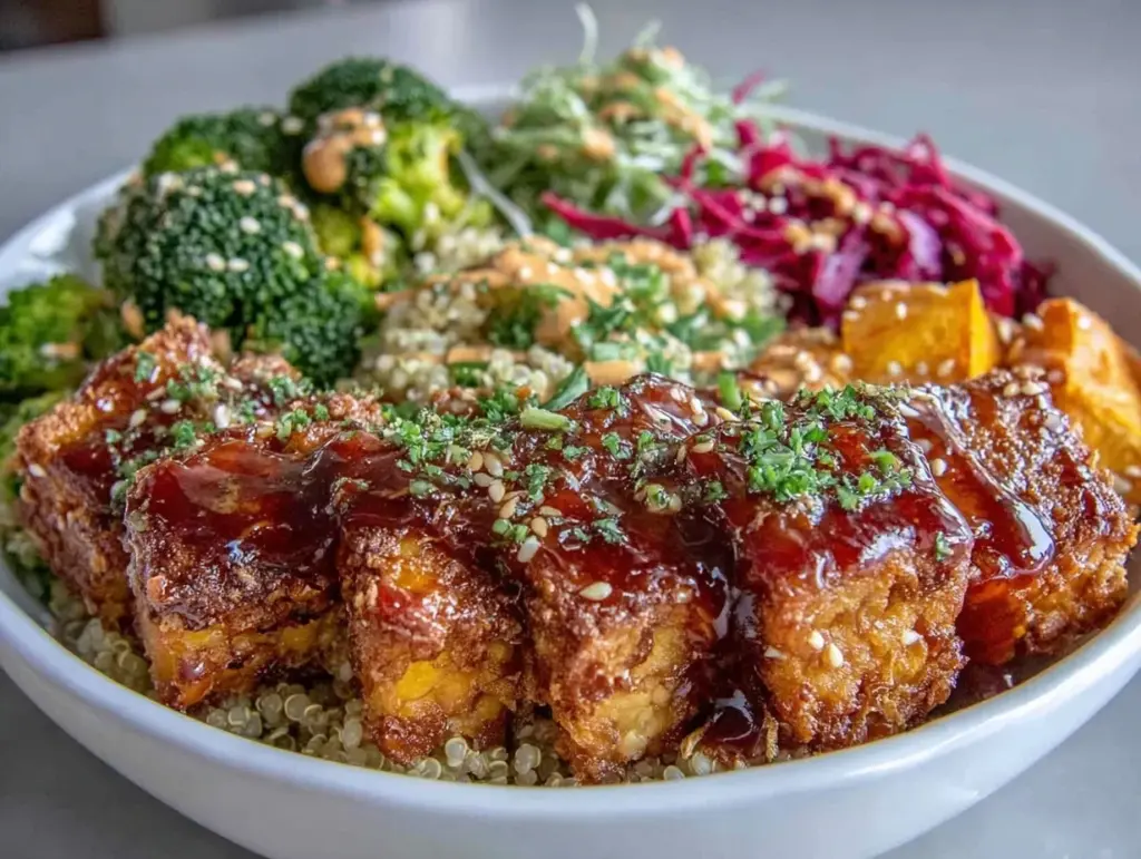 crispy baked tofu buddha bowl - featured image