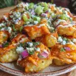 crispy loaded buffalo chicken totchos - featured image