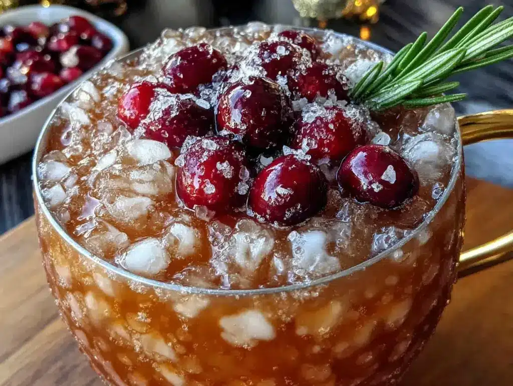 festive cranberry mule - featured image