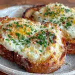 fluffy cloud eggs on parmesan toast with chives - featured image