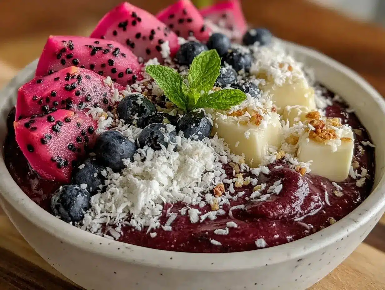 fresh acai smoothie bowl preparation steps