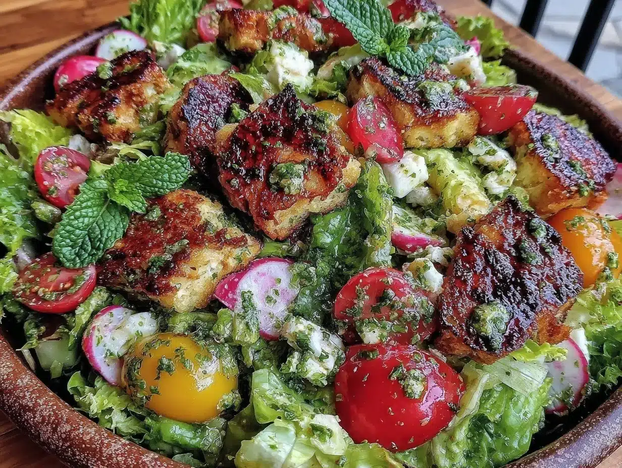 fresh lebanese fattoush salad preparation steps