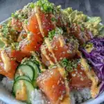 fresh salmon poke bowl - featured image