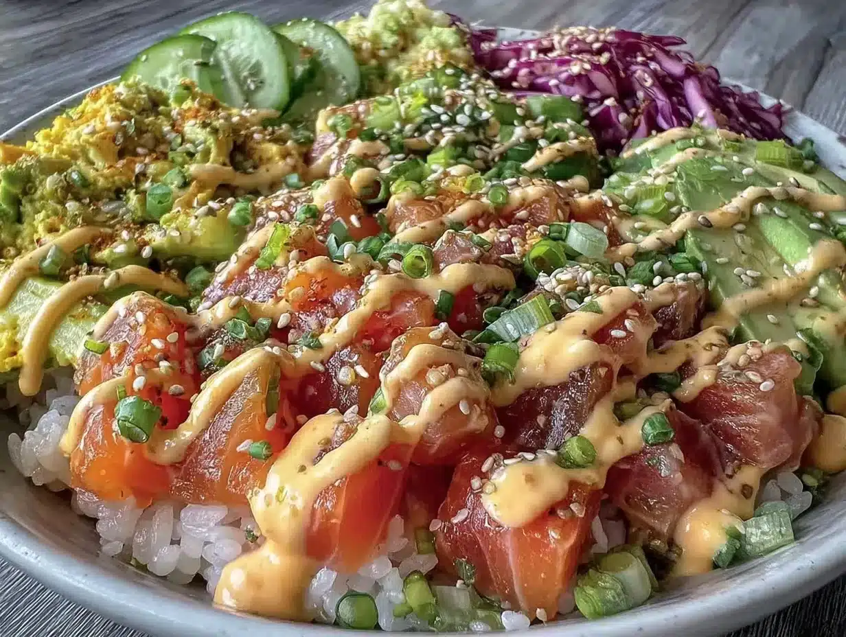 fresh salmon poke bowl preparation steps