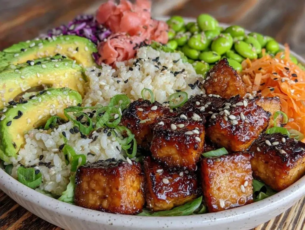 fresh vegan tofu poke bowl - featured image