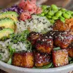 fresh vegan tofu poke bowl - featured image