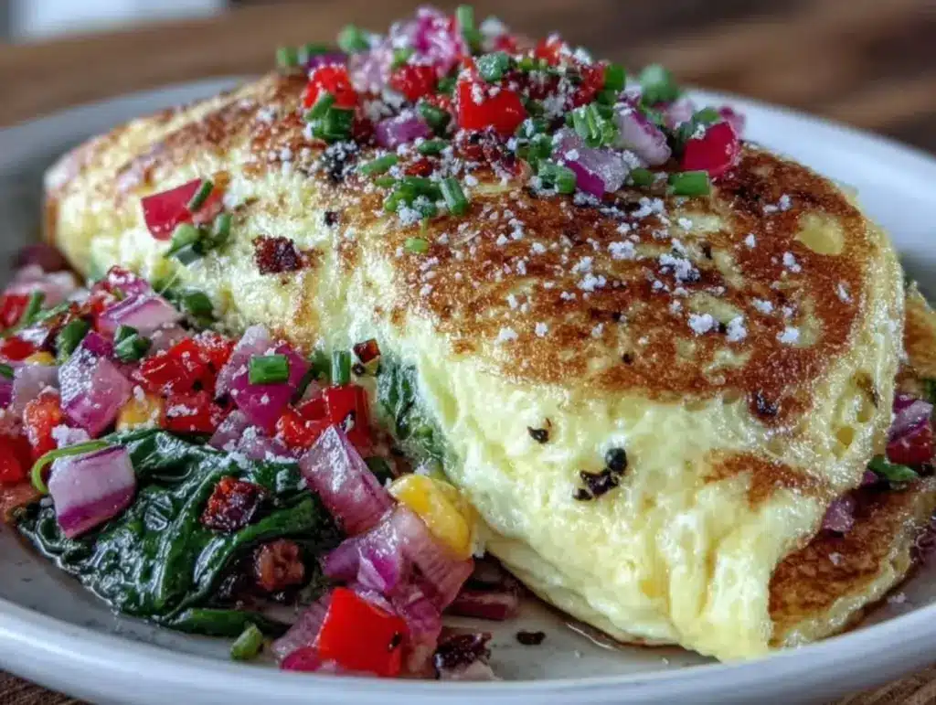 fresh veggie loaded egg white omelette - featured image
