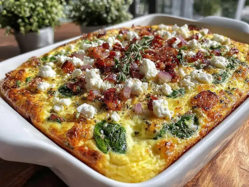 healthy veggie loaded egg white breakfast bake - featured image