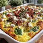 healthy veggie loaded egg white breakfast bake - featured image