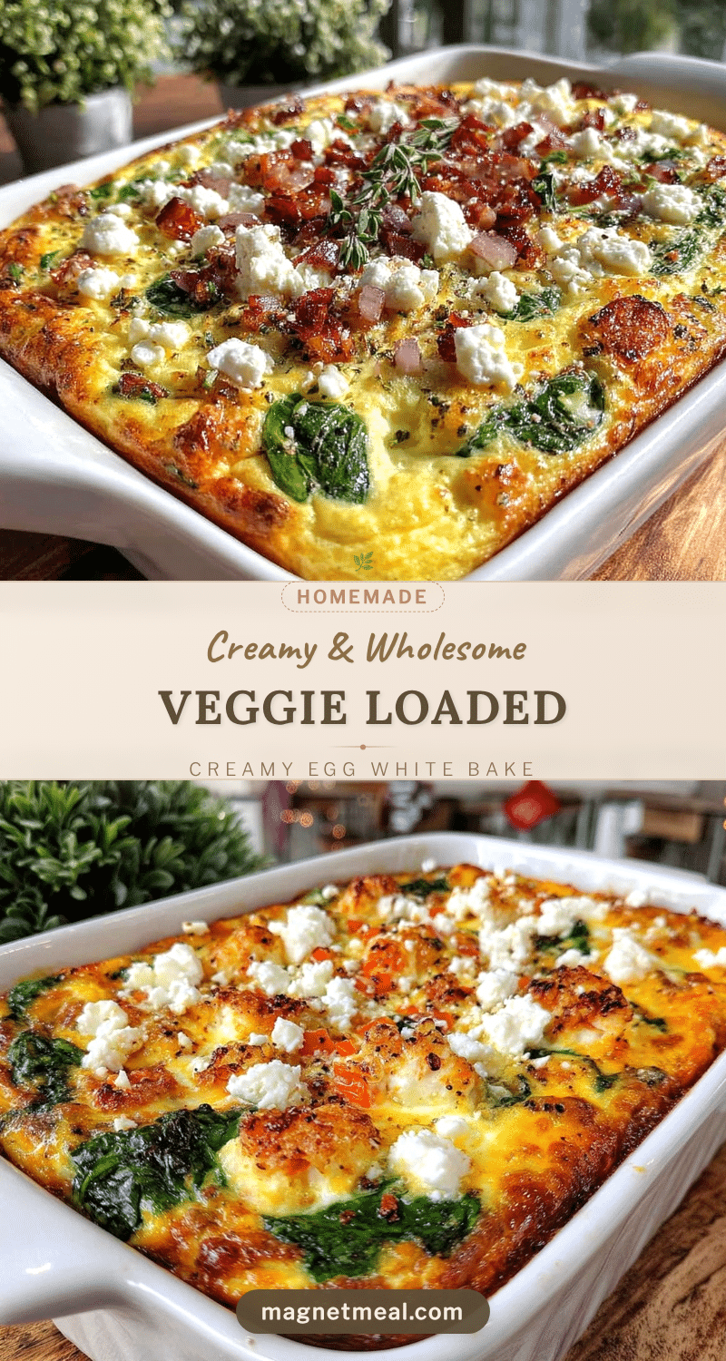 healthy veggie loaded egg white breakfast bake recipe