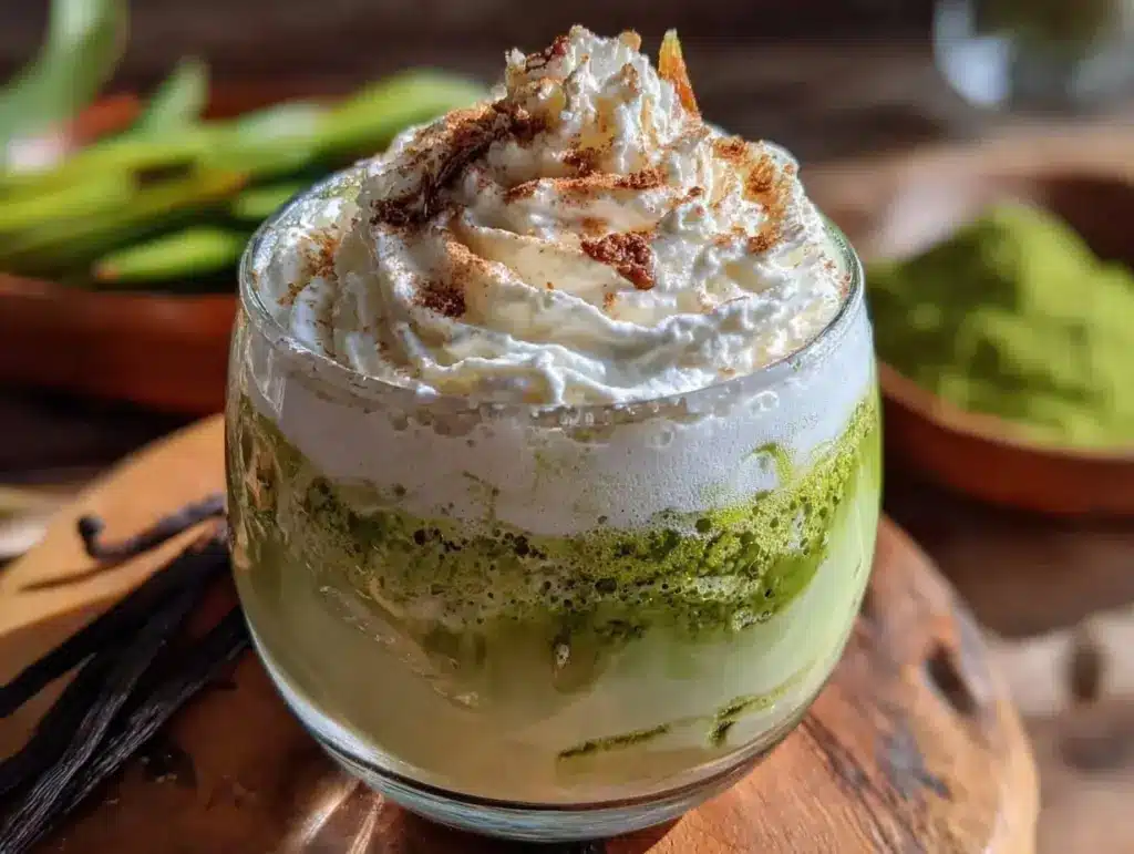 layered matcha latte - featured image
