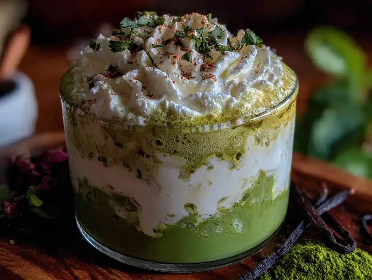 layered matcha latte preparation steps