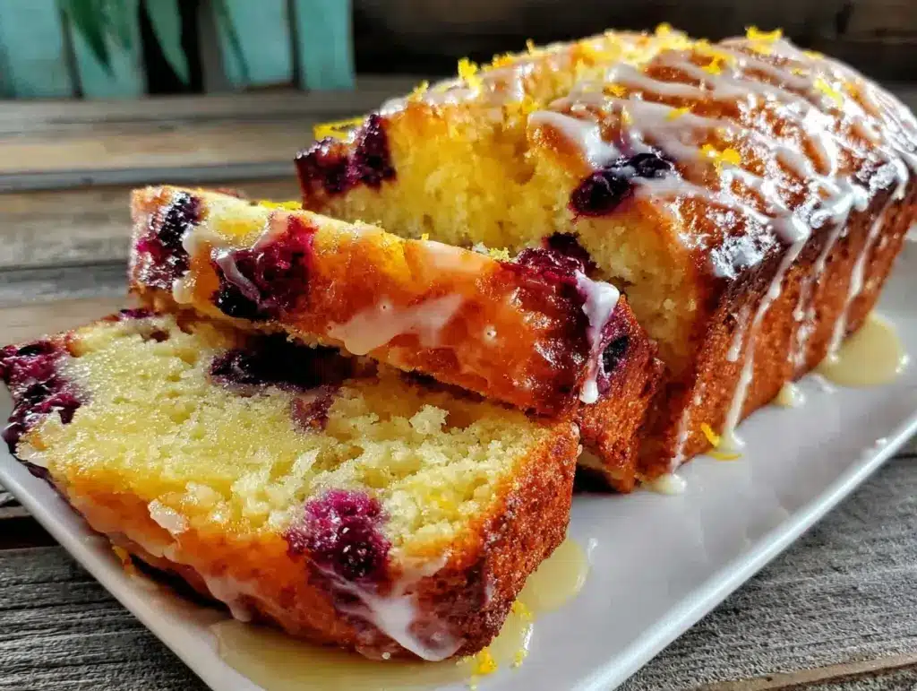 moist lemon blueberry pound cake - featured image