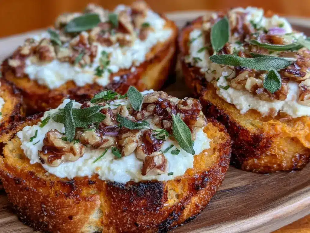 pumpkin sage goat cheese crostini - featured image