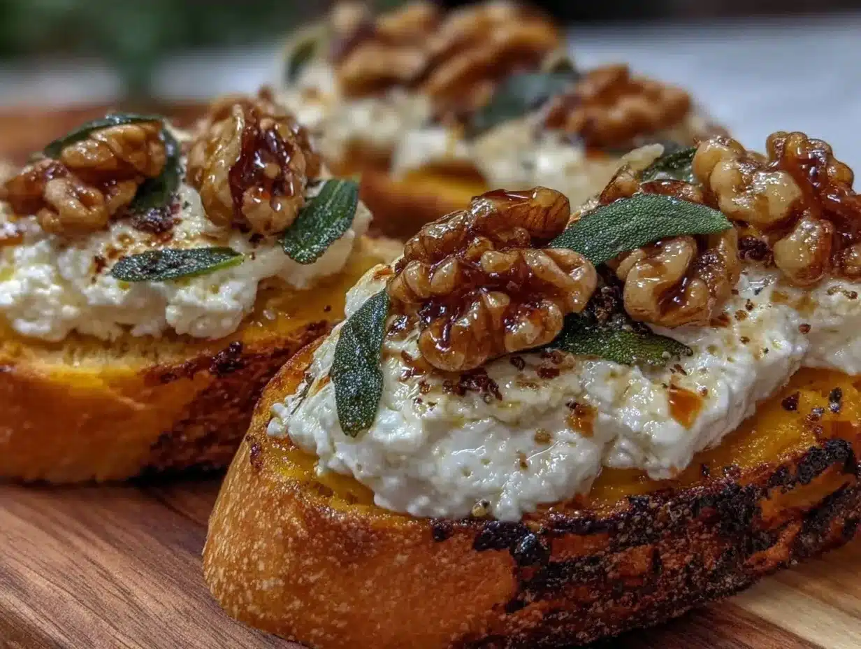 pumpkin sage goat cheese crostini preparation steps