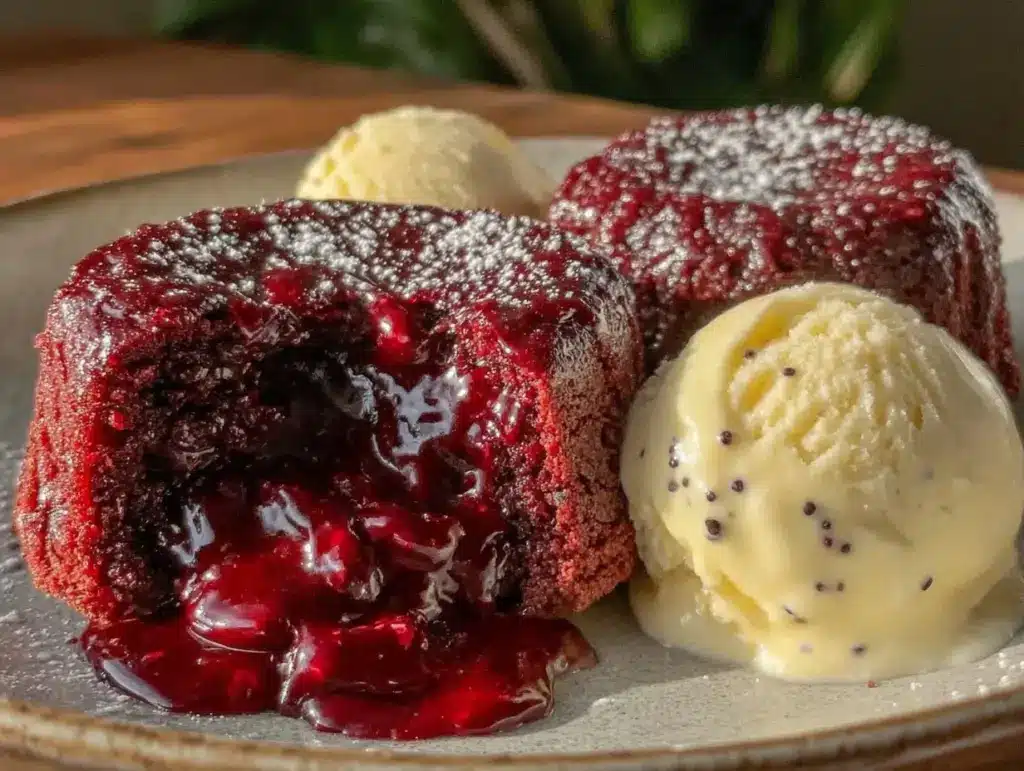 red velvet lava cake for two - featured image