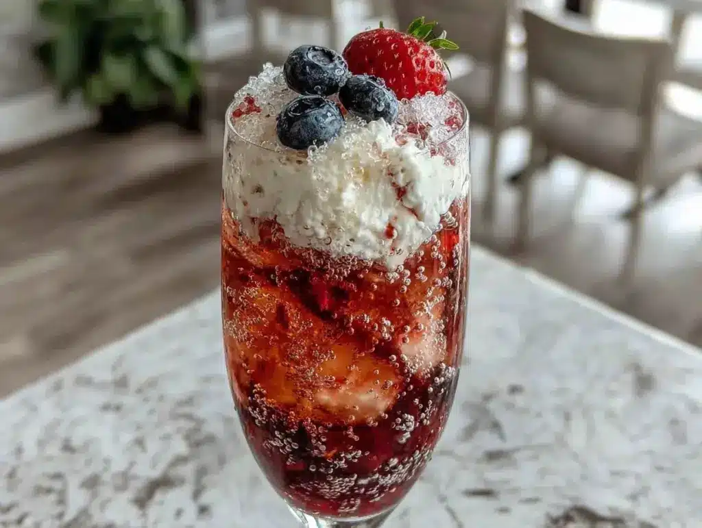 red white blue layered cocktail - featured image