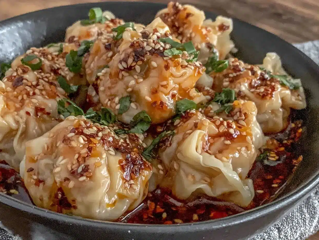 Sichuan wontons in chili oil preparation steps
