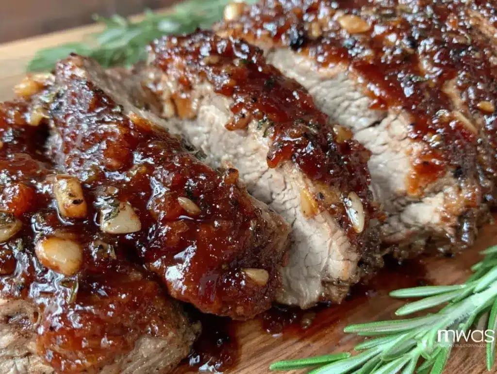 slow cooker brown sugar garlic pork tenderloin - featured image