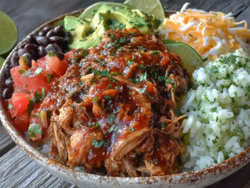 slow cooker chicken burrito bowls - featured image