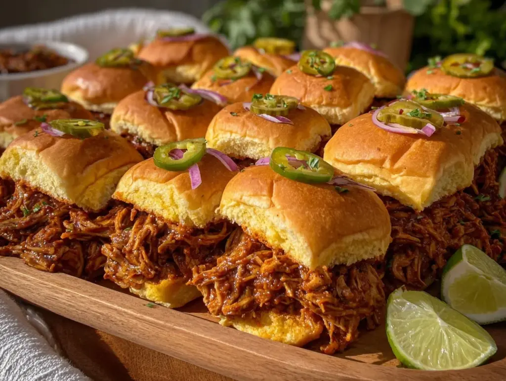 slow cooker pulled bbq chicken sliders - featured image