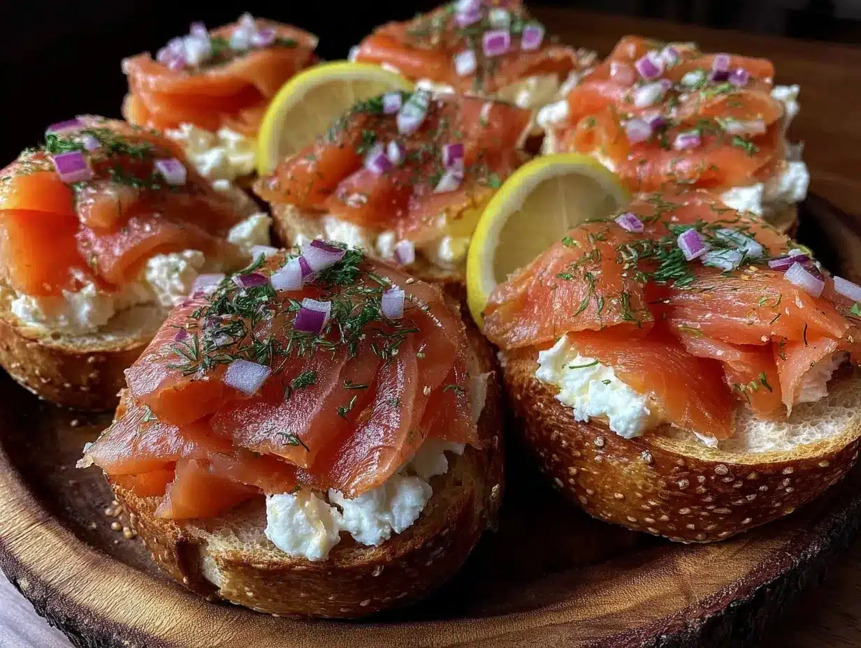 smoked salmon bagel board preparation steps