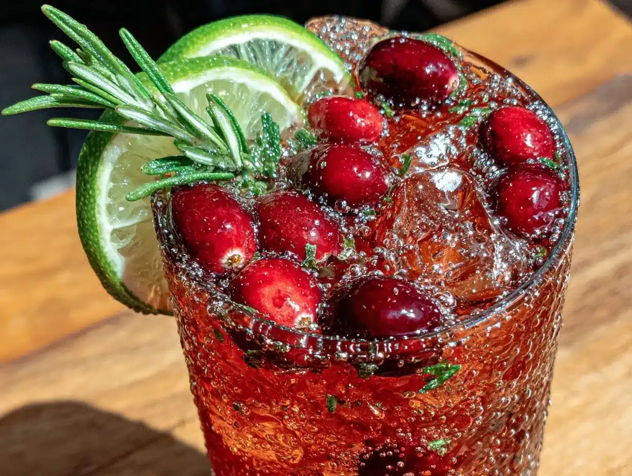 sparkling cranberry mocktail preparation steps