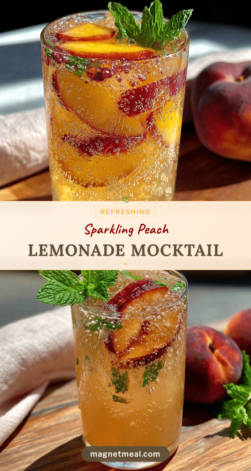 sparkling peach lemonade mocktail recipe