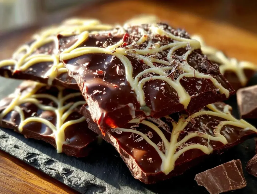 spider web chocolate bark - featured image
