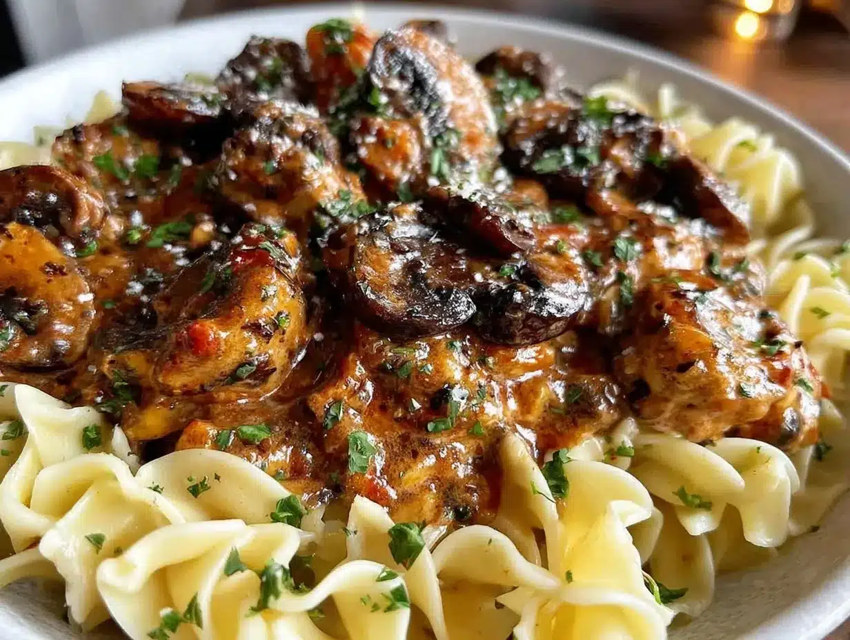 vegan mushroom stroganoff preparation steps