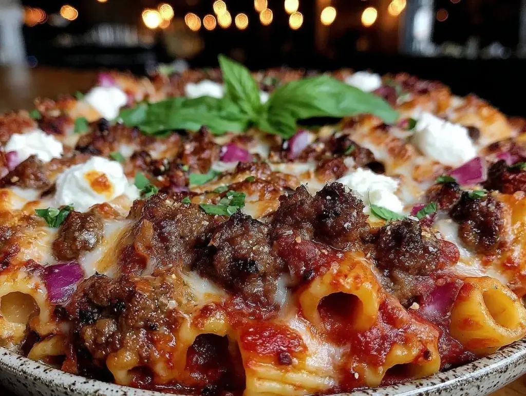 baked ziti with ricotta and italian sausage - featured image