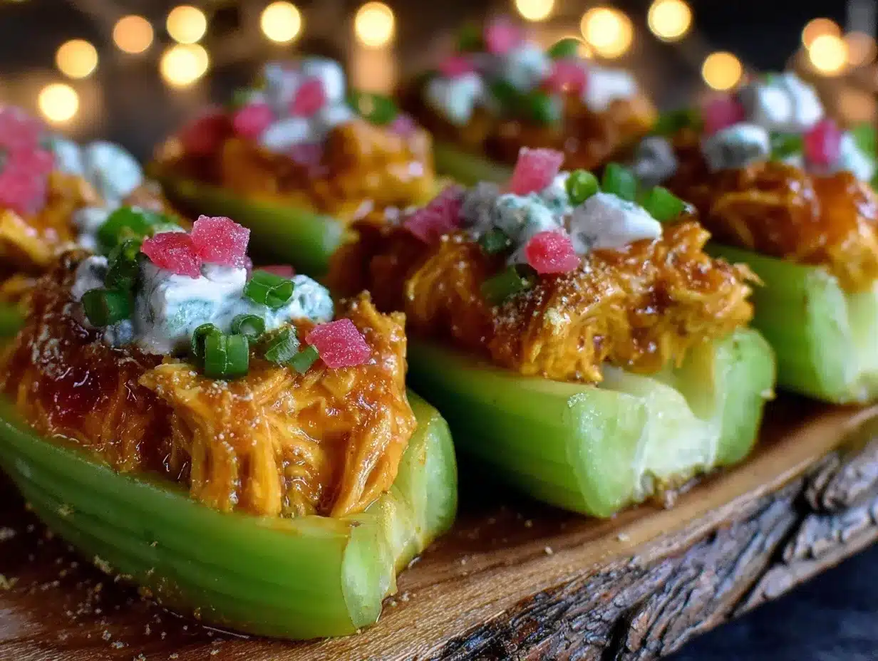 buffalo chicken stuffed celery boats preparation steps