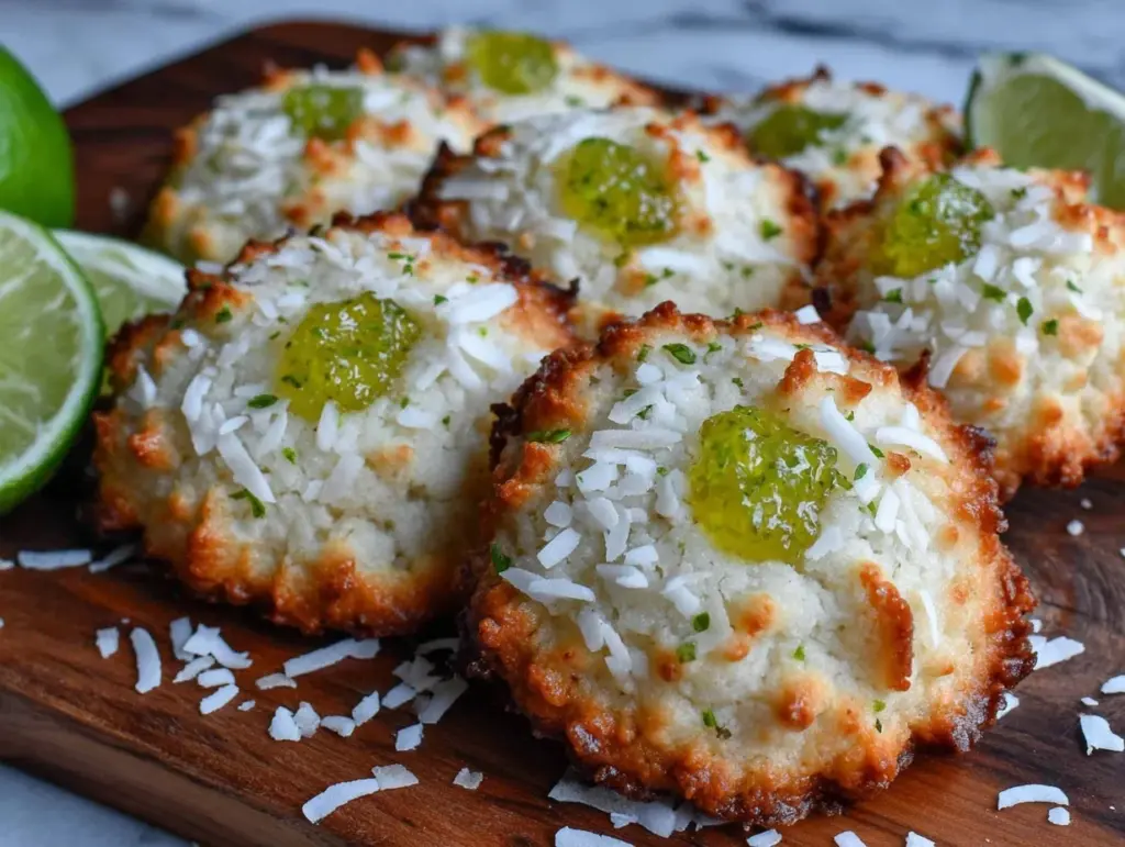 chewy coconut lime thumbprint cookies - featured image