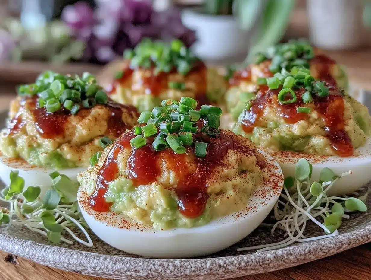 creamy avocado sriracha deviled eggs preparation steps