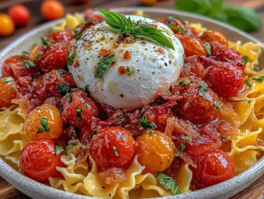 Creamy Cherry Tomato Burst Pasta with Burrata - featured image