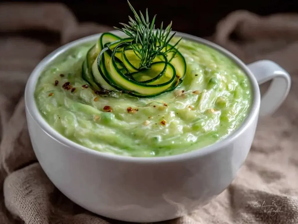 creamy cold cucumber avocado soup - featured image