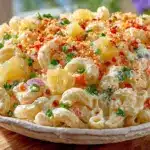creamy hawaiian macaroni salad - featured image