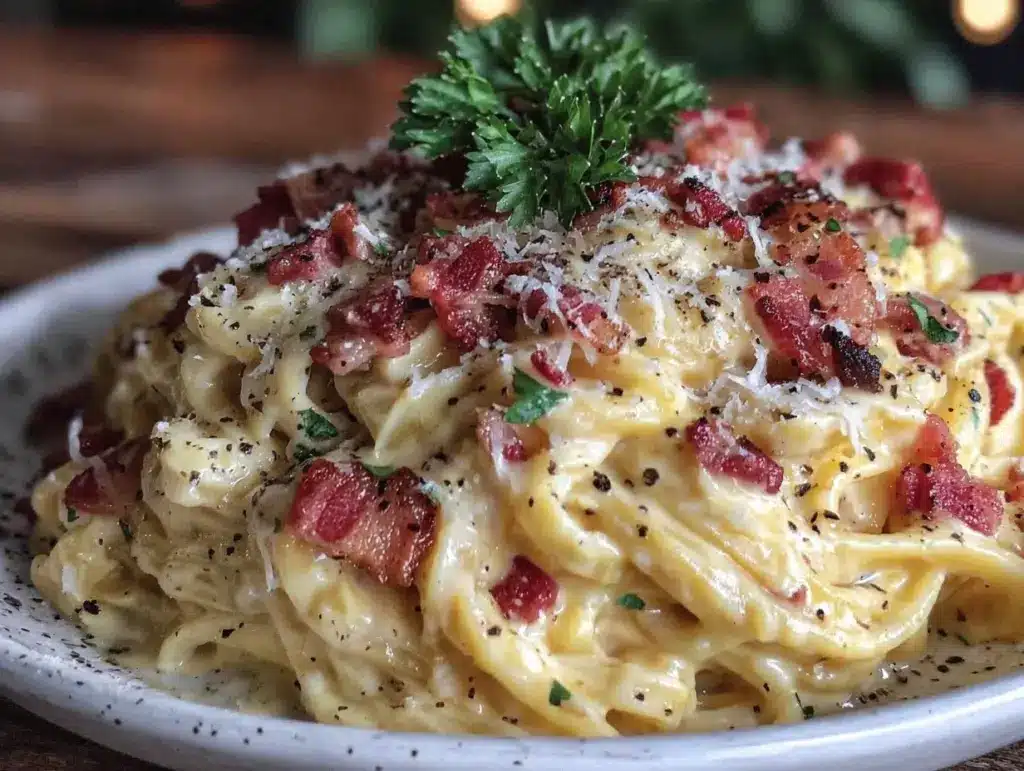 creamy homemade pasta carbonara for two - featured image
