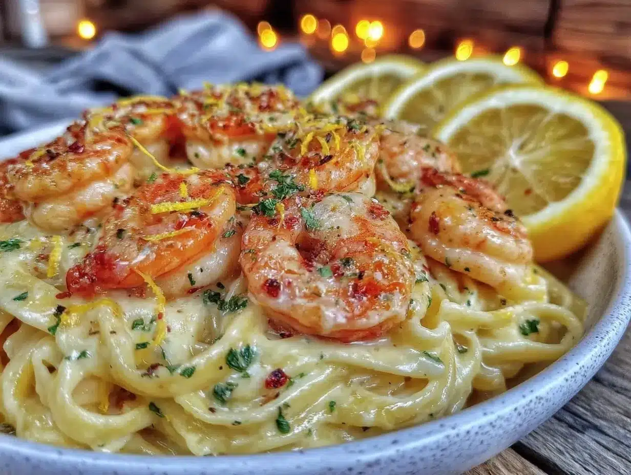 creamy lemon garlic shrimp linguine preparation steps